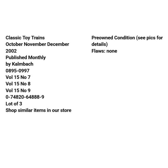 Vtg Lot 3 Classic Toy Trains Oct Nov Dec 2002 Magazine Holiday Layout Railroad - Picture 2 of 9